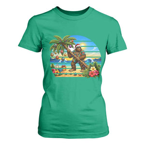 Funny Christmas In July Bigfoot T Shirt For Women Tropical Vacation Graphic