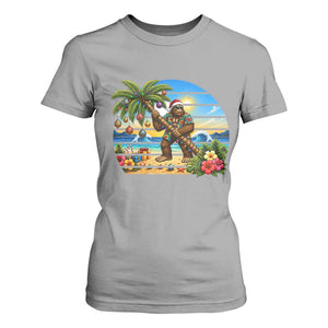 Funny Christmas In July Bigfoot T Shirt For Women Tropical Vacation Graphic
