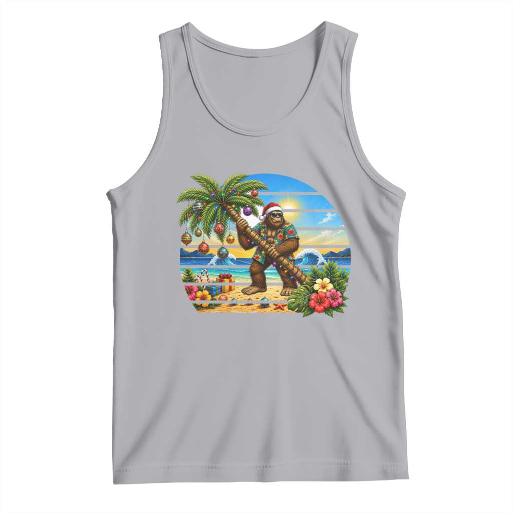 Funny Christmas In July Bigfoot Tank Top Tropical Vacation Graphic TS12 Athletic Heather Print Your Wear