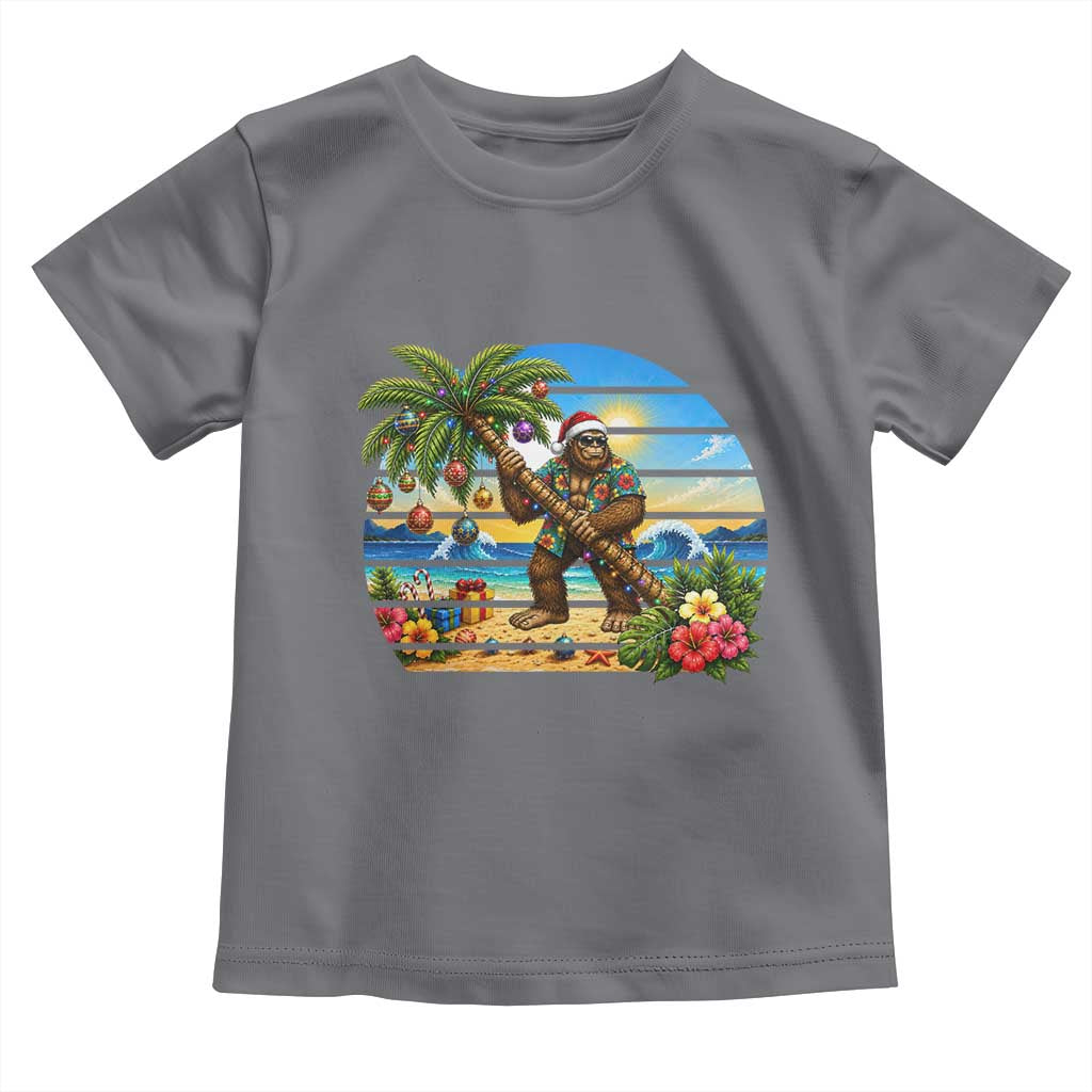 Funny Christmas In July Bigfoot Toddler T Shirt Tropical Vacation Graphic TS12 Charcoal Print Your Wear