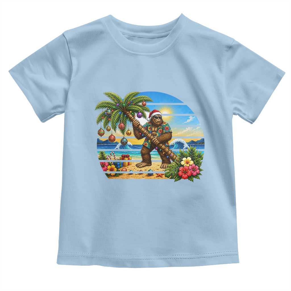 Funny Christmas In July Bigfoot Toddler T Shirt Tropical Vacation Graphic TS12 Light Blue Print Your Wear