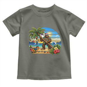 Funny Christmas In July Bigfoot Toddler T Shirt Tropical Vacation Graphic TS12 Military Green Print Your Wear