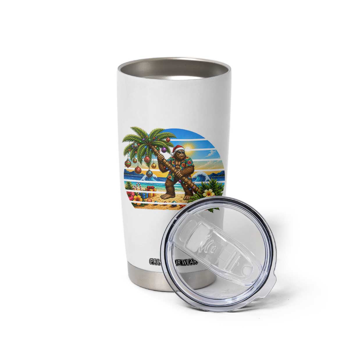 Funny Christmas In July Bigfoot Tumbler Cup Tropical Vacation Graphic TS12 Print Your Wear