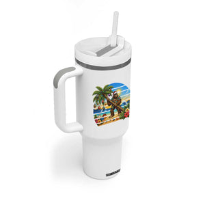 Funny Christmas In July Bigfoot Tumbler With Handle Tropical Vacation Graphic TS12 Print Your Wear
