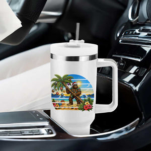 Funny Christmas In July Bigfoot Tumbler With Handle Tropical Vacation Graphic TS12 Print Your Wear
