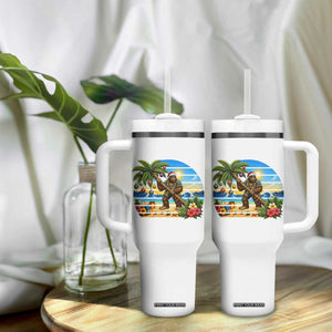 Funny Christmas In July Bigfoot Tumbler With Handle Tropical Vacation Graphic TS12 Print Your Wear
