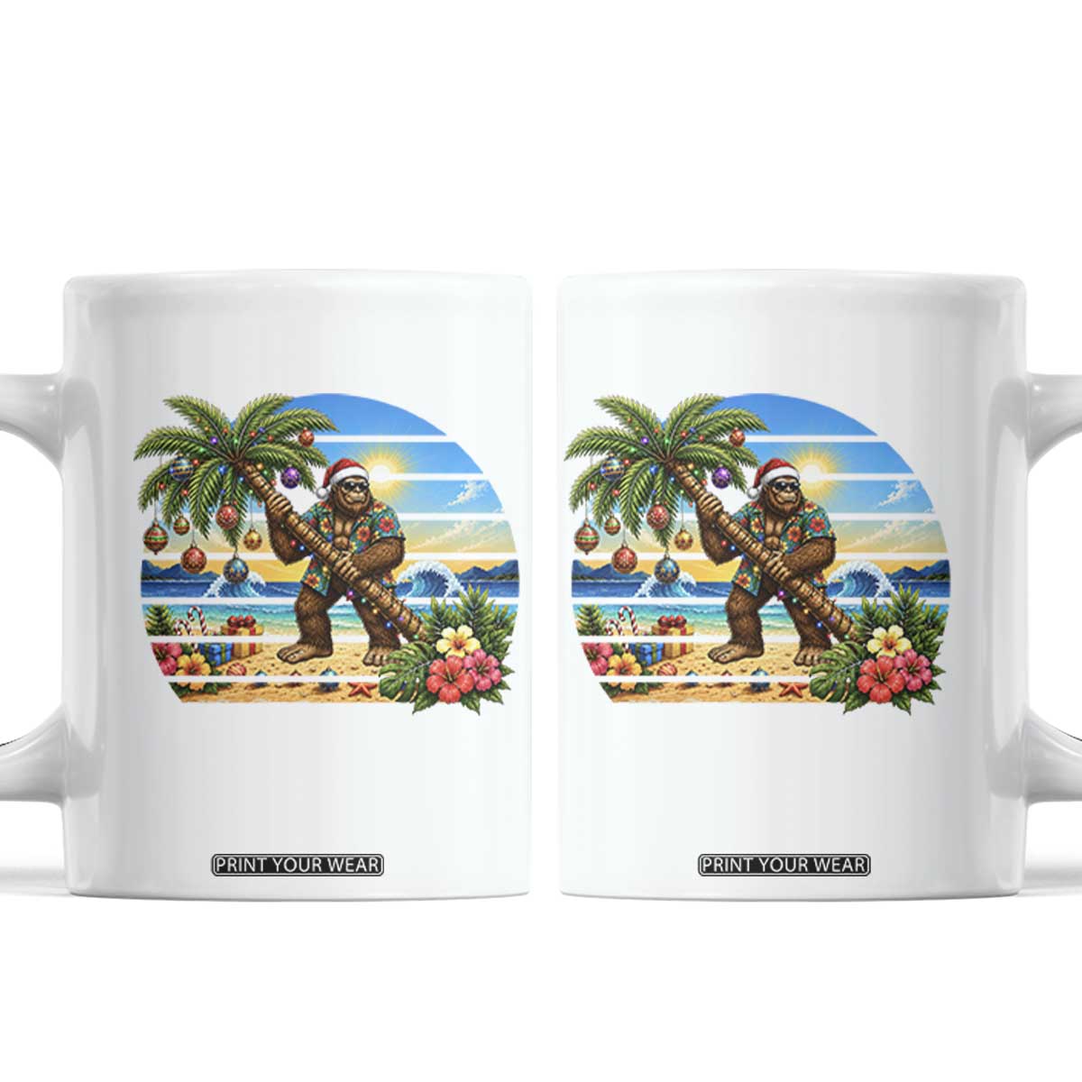 Funny Christmas In July Bigfoot Coffee Mug Tropical Vacation Graphic
