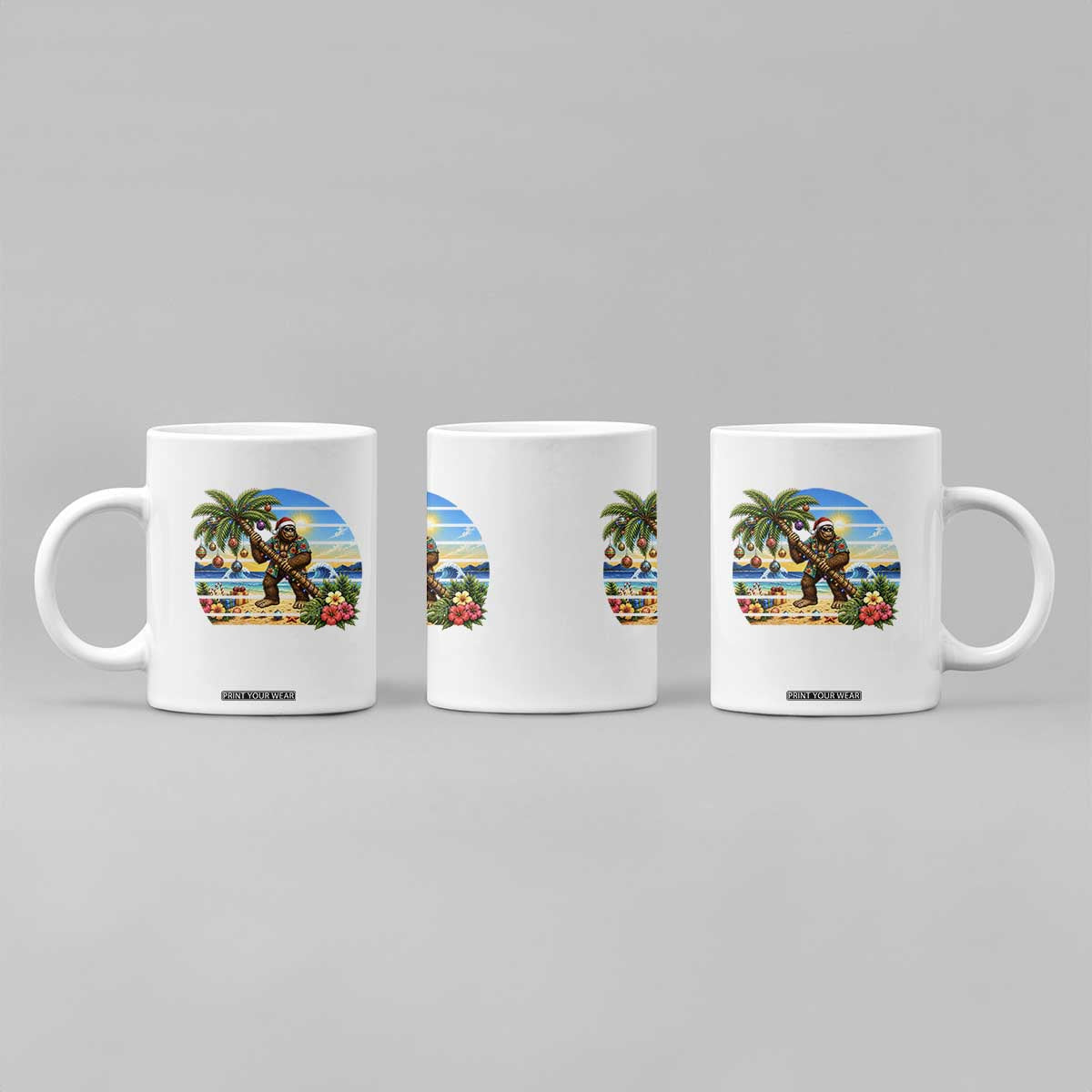 Funny Christmas In July Bigfoot Coffee Mug Tropical Vacation Graphic