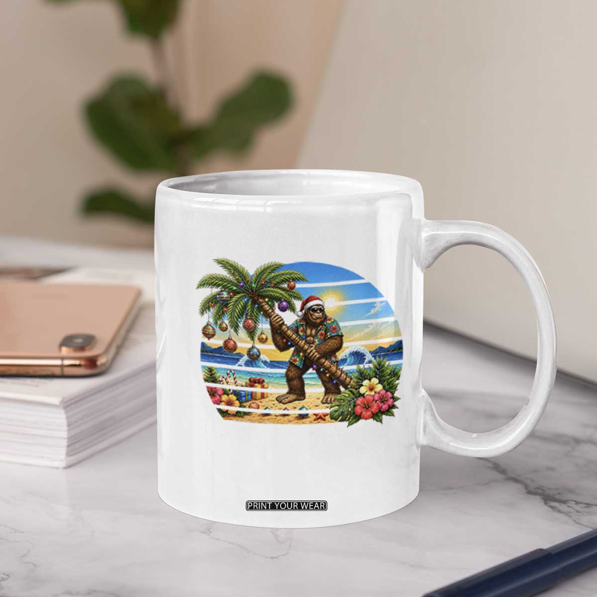 Funny Christmas In July Bigfoot Coffee Mug Tropical Vacation Graphic