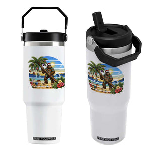 Funny Christmas In July Bigfoot Flip Straw Tumbler Tropical Vacation Graphic TS12 One Size: 30 oz White Print Your Wear