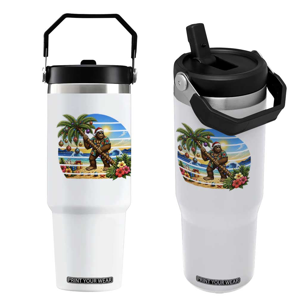 Funny Christmas In July Bigfoot Flip Straw Tumbler Tropical Vacation Graphic TS12 One Size: 30 oz White Print Your Wear