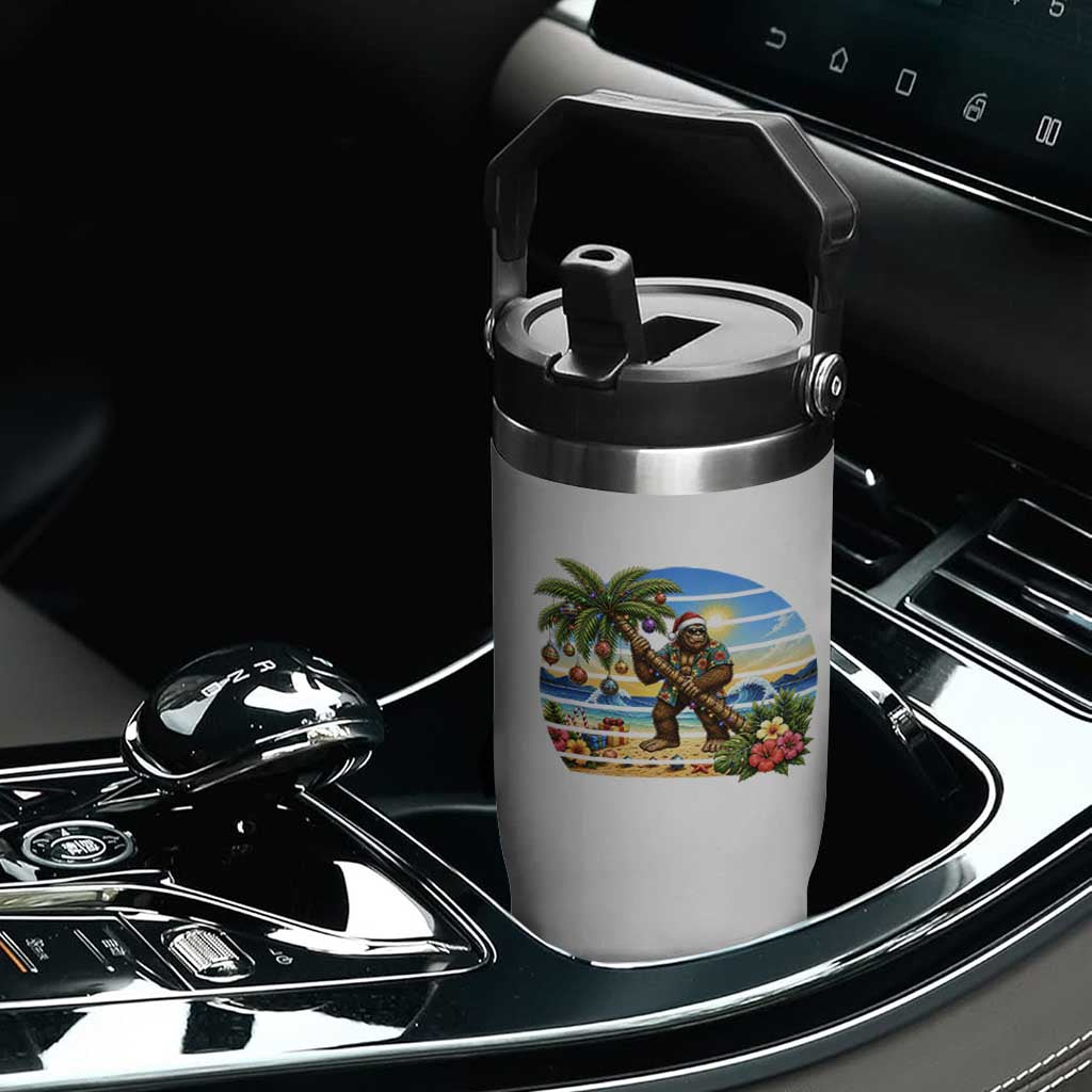 Funny Christmas In July Bigfoot Flip Straw Tumbler Tropical Vacation Graphic TS12 Print Your Wear
