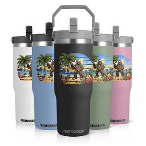 Funny Christmas In July Bigfoot Flip Straw Tumbler Tropical Vacation Graphic TS12 Print Your Wear
