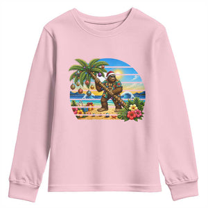 Funny Christmas In July Bigfoot Youth Sweatshirt Tropical Vacation Graphic