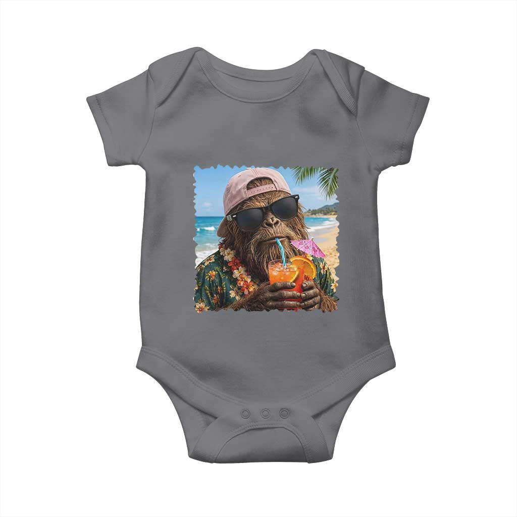 Funny Hawaiian Bigfoot Baby Onesie Tropical Beach Party Graphic TS12 Charcoal Print Your Wear