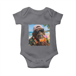 Funny Hawaiian Bigfoot Baby Onesie Tropical Beach Party Graphic TS12 Charcoal Print Your Wear