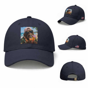 Funny Hawaiian Bigfoot Baseball Cap Tropical Beach Party Graphic TS12 Baseball Cap Universal Fit Navy Print Your Wear