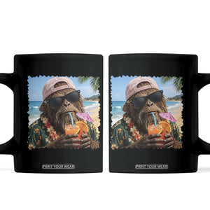 Funny Hawaiian Bigfoot Coffee Mug Tropical Beach Party Graphic TS12 Black Print Your Wear