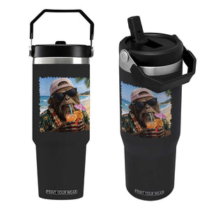 Funny Hawaiian Bigfoot Flip Straw Tumbler Tropical Beach Party Graphic TS12 One Size: 30 oz Black Print Your Wear
