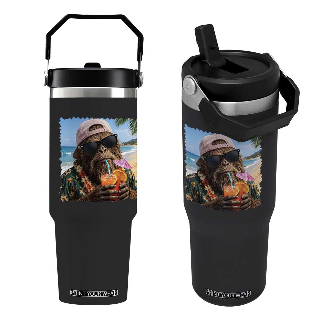 Funny Hawaiian Bigfoot Flip Straw Tumbler Tropical Beach Party Graphic TS12 One Size: 30 oz Black Print Your Wear