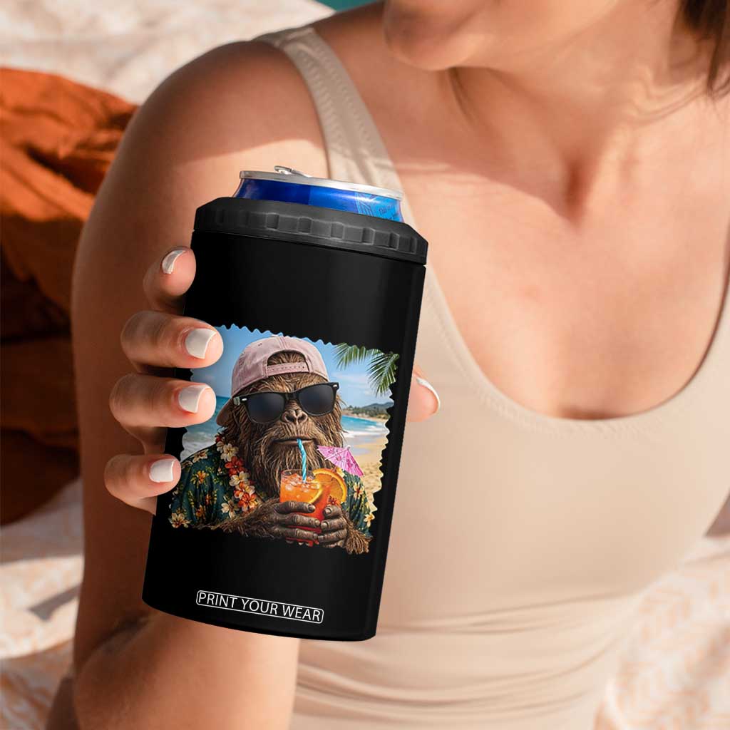 Funny Hawaiian Bigfoot 4 in 1 Can Cooler Tumbler Tropical Beach Party Graphic TS12 Print Your Wear