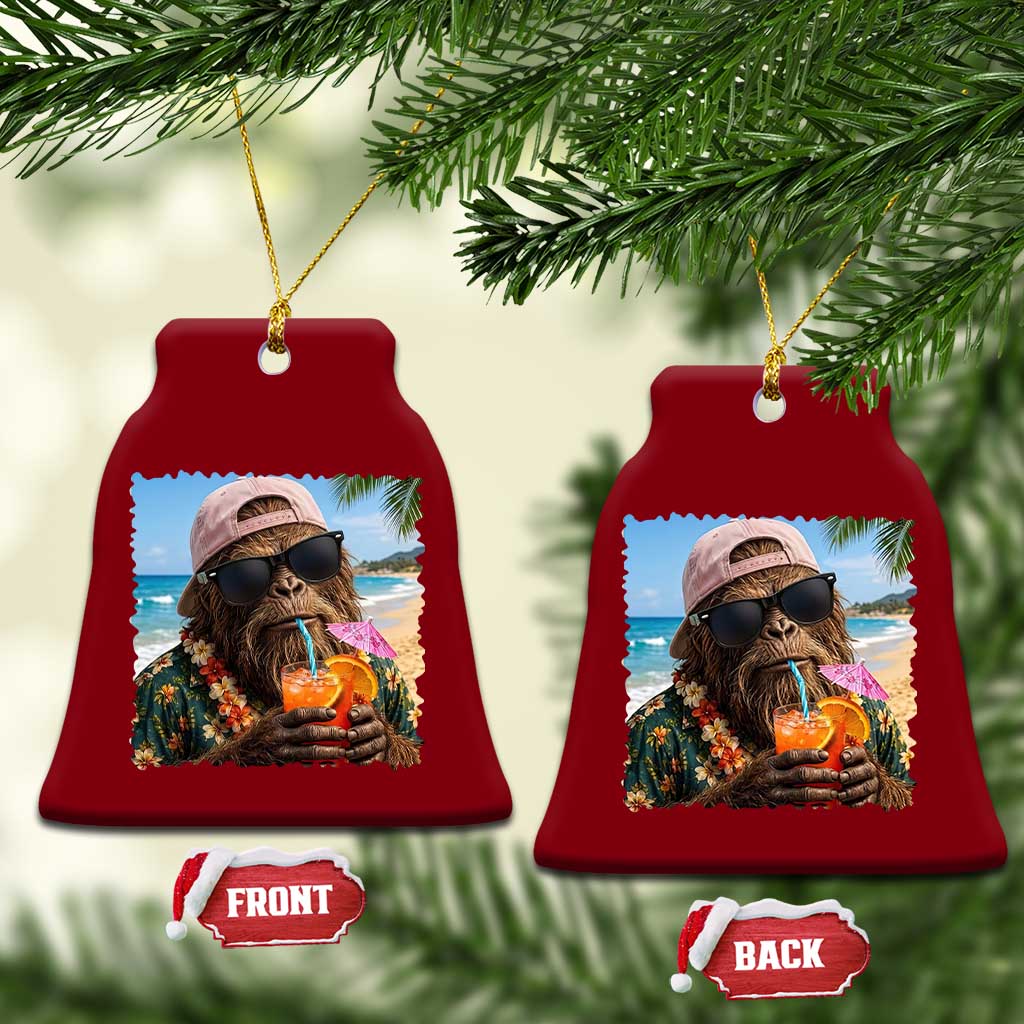 Funny Hawaiian Bigfoot Ceramic Ornament Tropical Beach Party Graphic TS12 Print Your Wear