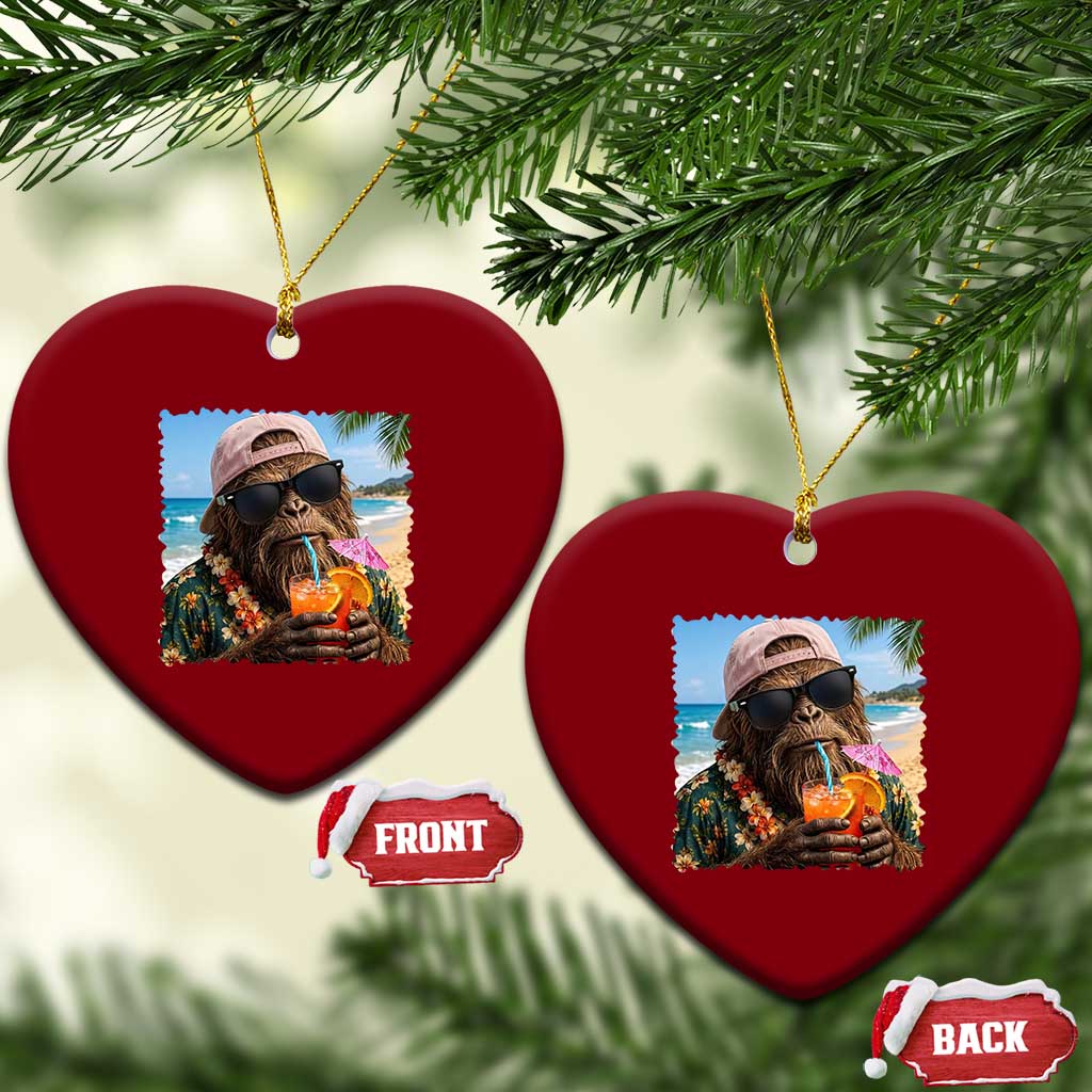 Funny Hawaiian Bigfoot Ceramic Ornament Tropical Beach Party Graphic TS12 Print Your Wear