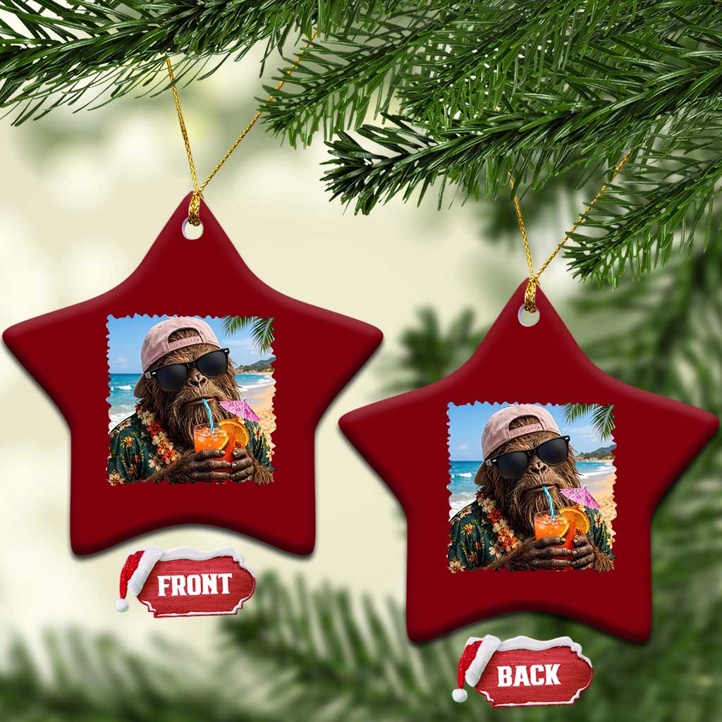 Funny Hawaiian Bigfoot Ceramic Ornament Tropical Beach Party Graphic TS12 Print Your Wear