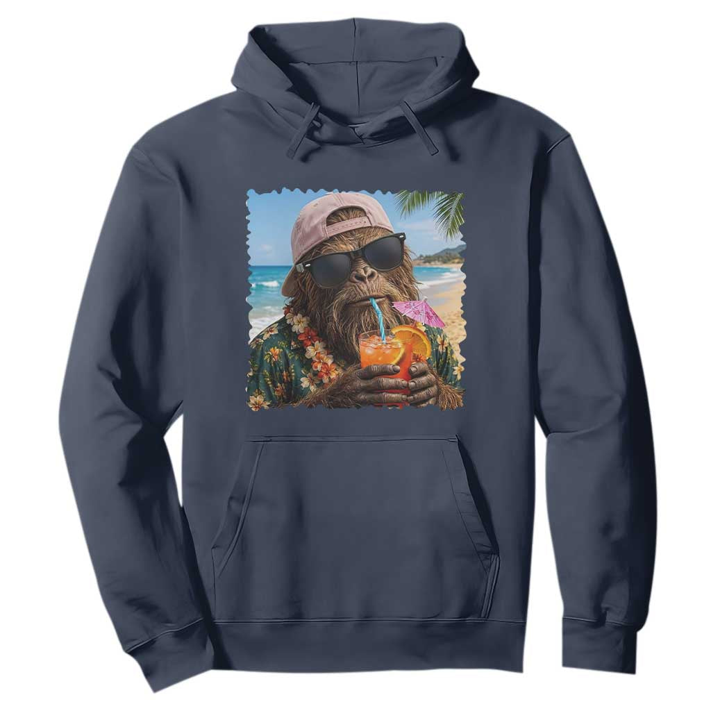 Funny Hawaiian Bigfoot Hoodie Tropical Beach Party Graphic TS12 Navy Print Your Wear