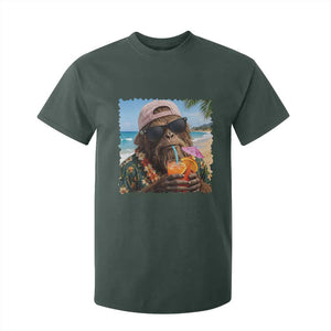 Funny Hawaiian Bigfoot T Shirt For Kid Tropical Beach Party Graphic TS12 Dark Forest Green Print Your Wear