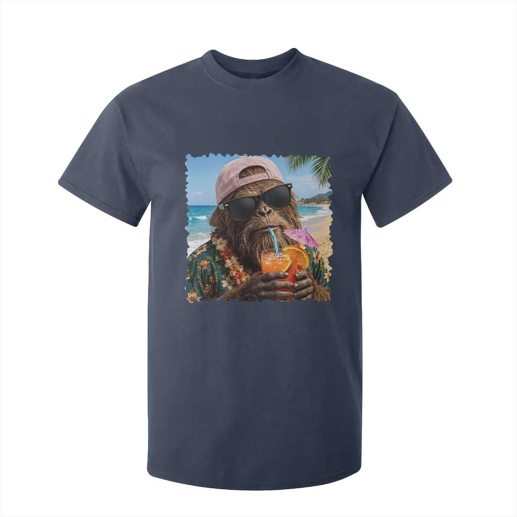 Funny Hawaiian Bigfoot T Shirt For Kid Tropical Beach Party Graphic TS12 Navy Print Your Wear