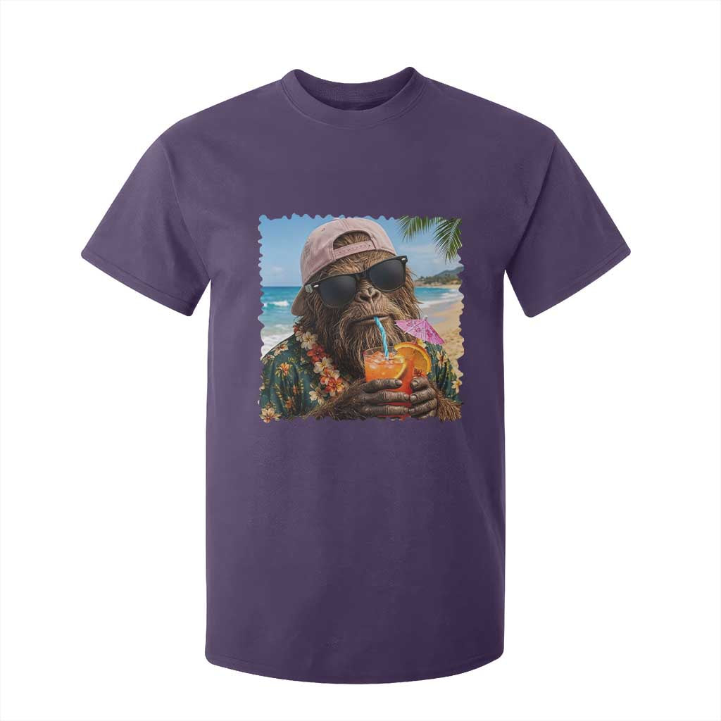 Funny Hawaiian Bigfoot T Shirt For Kid Tropical Beach Party Graphic TS12 Purple Print Your Wear