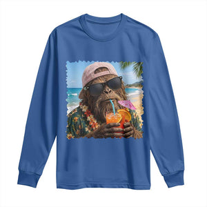 Funny Hawaiian Bigfoot Long Sleeve Shirt Tropical Beach Party Graphic