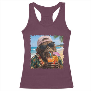 Funny Hawaiian Bigfoot Racerback Tank Top Tropical Beach Party Graphic TS12 Maroon Print Your Wear