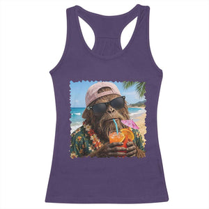 Funny Hawaiian Bigfoot Racerback Tank Top Tropical Beach Party Graphic TS12 Purple Print Your Wear