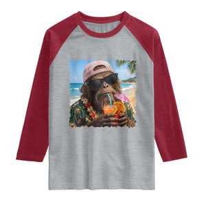 Funny Hawaiian Bigfoot Raglan Shirt Tropical Beach Party Graphic