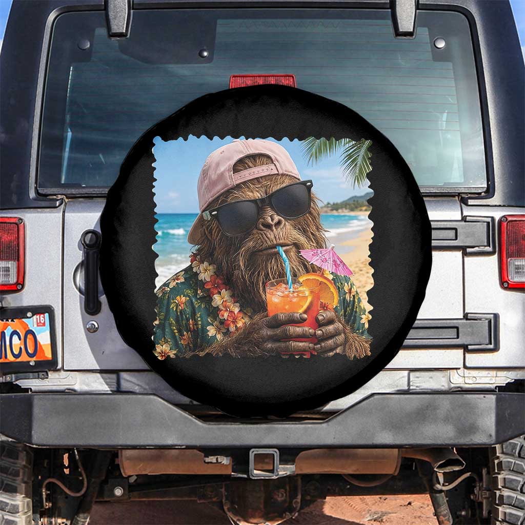 Funny Hawaiian Bigfoot Spare Tire Cover Tropical Beach Party Graphic TS12 No hole Black Print Your Wear