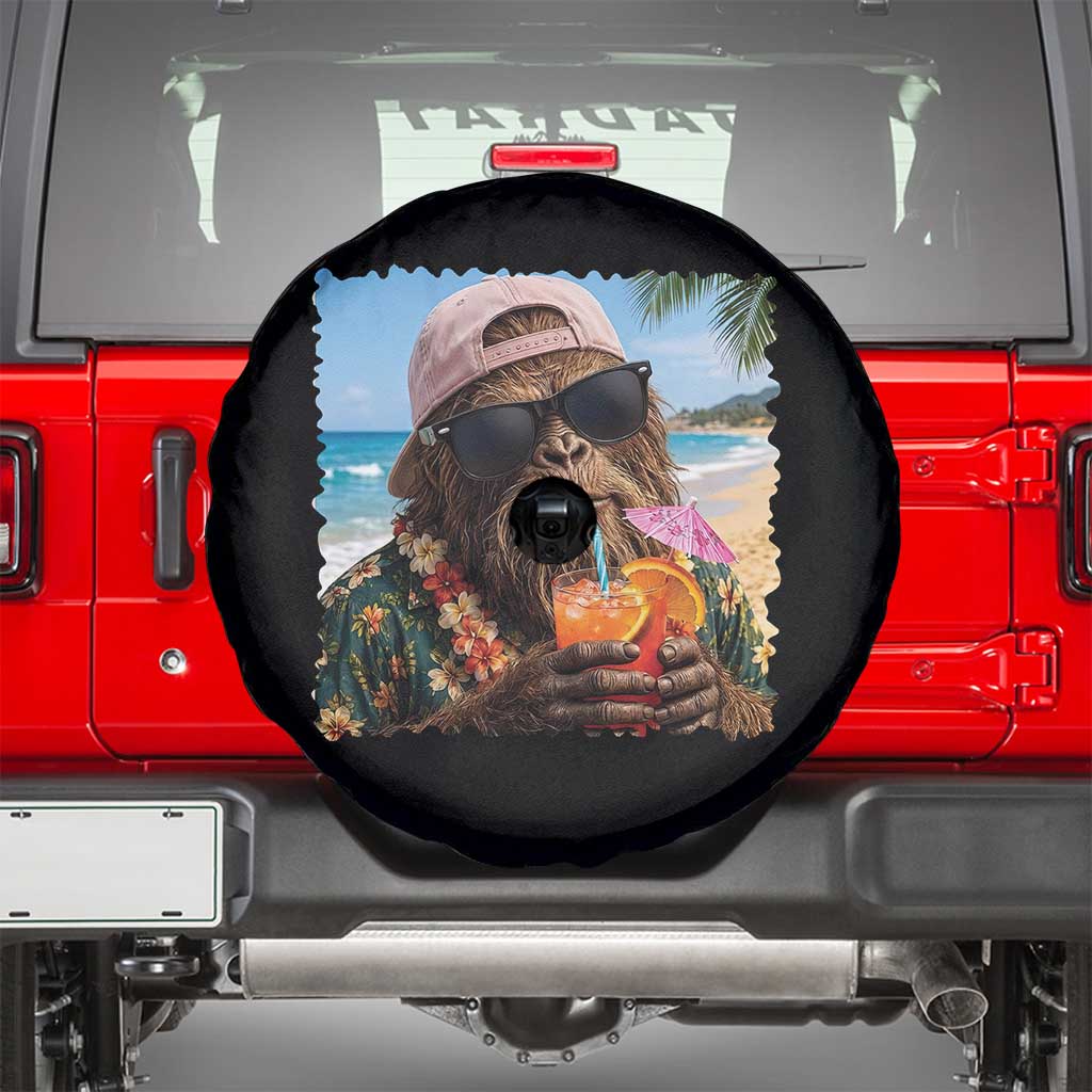 Funny Hawaiian Bigfoot Spare Tire Cover Tropical Beach Party Graphic TS12 Black Print Your Wear