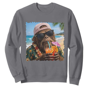 Funny Hawaiian Bigfoot Sweatshirt Tropical Beach Party Graphic TS12 Charcoal Print Your Wear