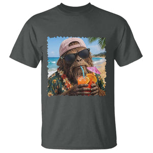Funny Hawaiian Bigfoot T Shirt Tropical Beach Party Graphic TS12 Dark Heather Print Your Wear