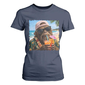Funny Hawaiian Bigfoot T Shirt For Women Tropical Beach Party Graphic TS12 Navy Print Your Wear