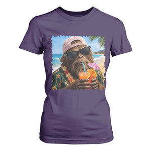 Funny Hawaiian Bigfoot T Shirt For Women Tropical Beach Party Graphic TS12 Purple Print Your Wear