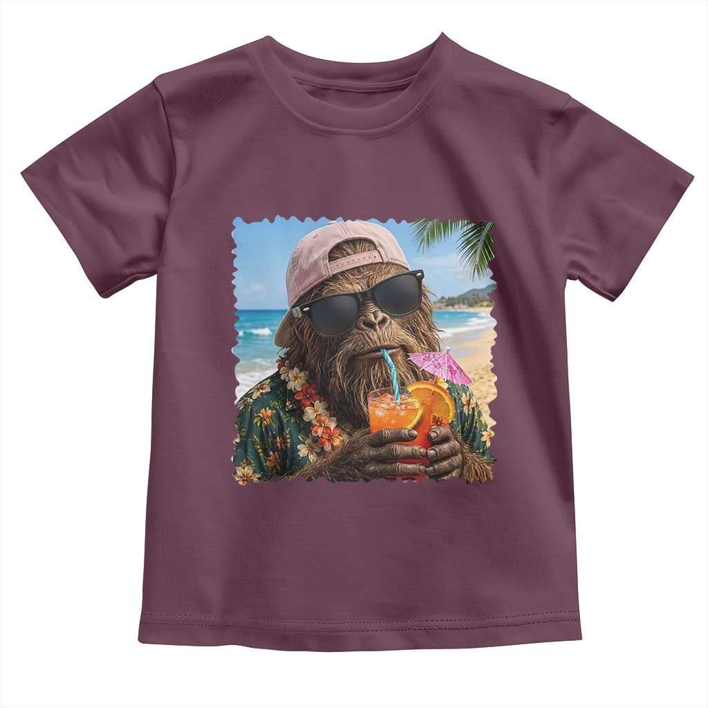 Funny Hawaiian Bigfoot Toddler T Shirt Tropical Beach Party Graphic TS12 Maroon Print Your Wear