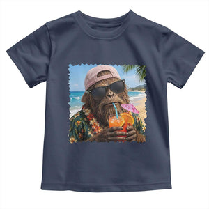 Funny Hawaiian Bigfoot Toddler T Shirt Tropical Beach Party Graphic TS12 Navy Print Your Wear