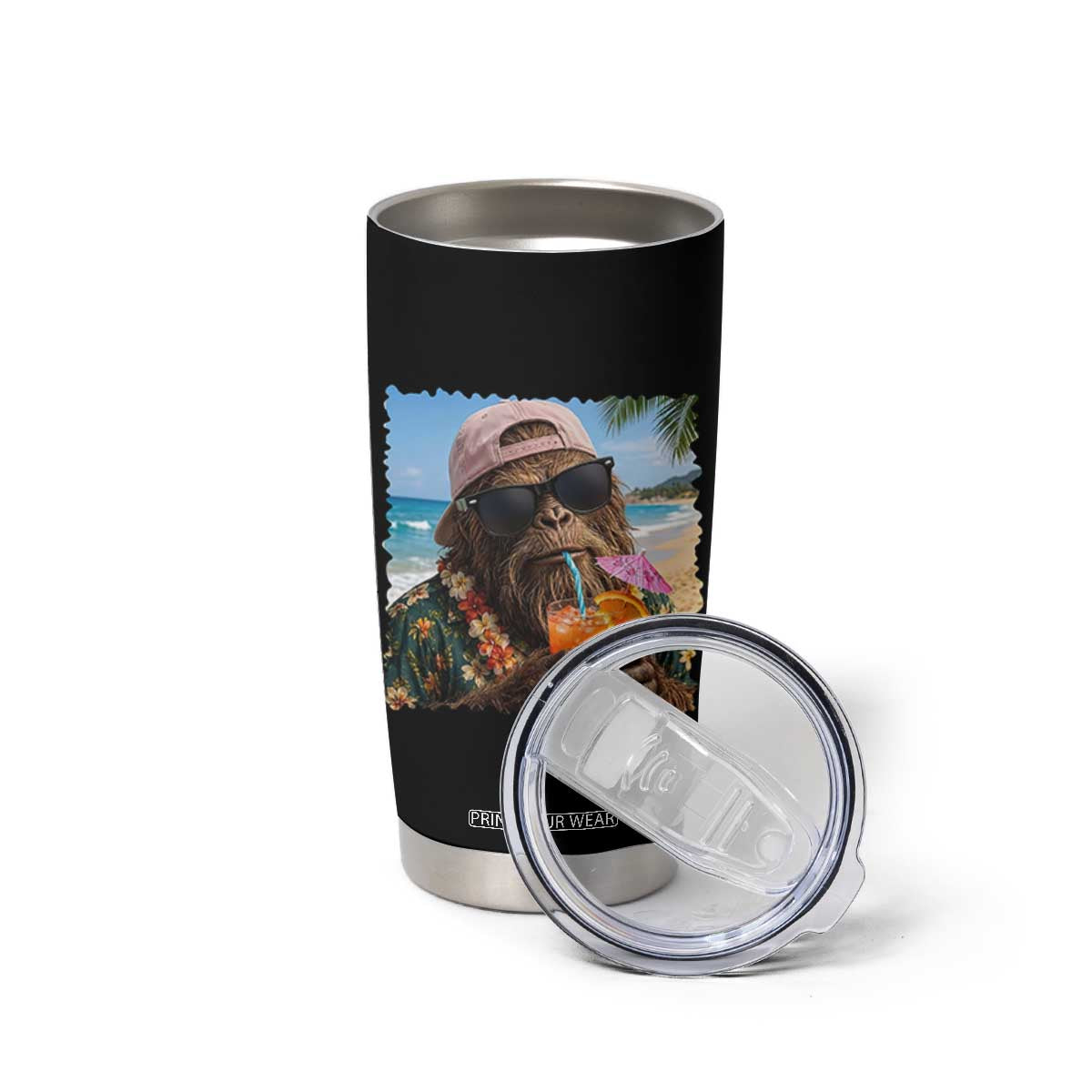 Funny Hawaiian Bigfoot Tumbler Cup Tropical Beach Party Graphic TS12 Print Your Wear