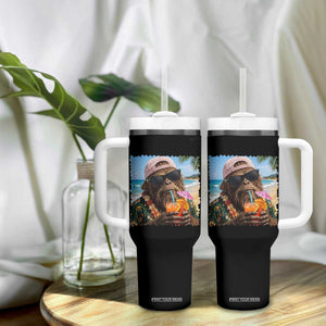 Funny Hawaiian Bigfoot Tumbler With Handle Tropical Beach Party Graphic TS12 Print Your Wear