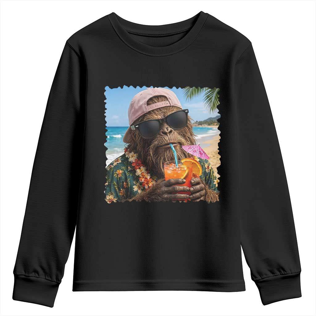 Funny Hawaiian Bigfoot Youth Sweatshirt Tropical Beach Party Graphic TS12 Black Print Your Wear