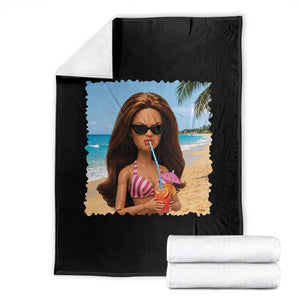 Funny Summer Doll Face Meme Throw Blanket Tropical Beach Party Graphic