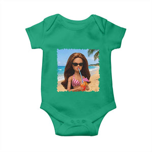 Funny Summer Doll Face Meme Baby Onesie Tropical Beach Party Graphic TS12 Irish Green Print Your Wear