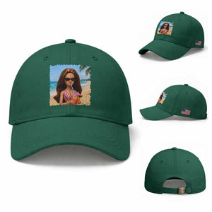 Funny Summer Doll Face Meme Baseball Cap Tropical Beach Party Graphic